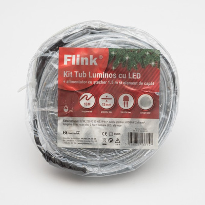 Flink Tub lum. LED 13mm, 10m, 24LED, alb, al. inc.