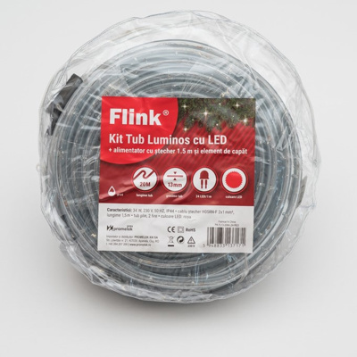 Flink Tub lum. LED 13mm, 20m, 24LED, rosu, al. inc