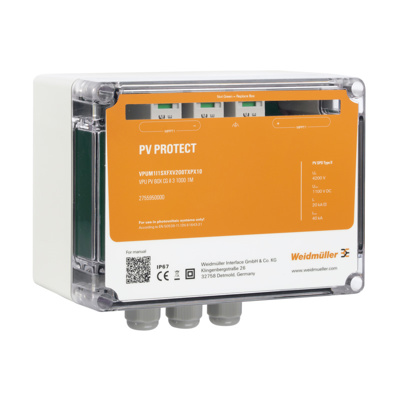 Surge prot., Combiner Box, 1 MPPT, 1In/1Outper MPPT, Surge prot. II, Cable gland, PUSH IN, 1000 V